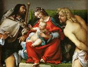 Lorenzo Lotto Madonna mit Hl. Rochus und Hl. Sebastian oil on canvas